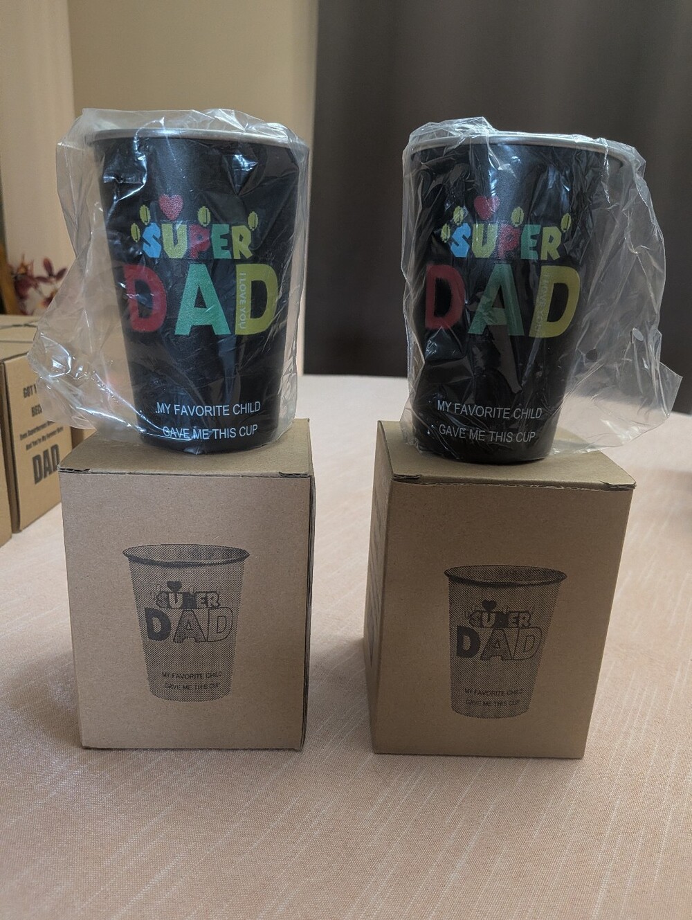 Set of 2 Super Dad  16 Ounce Stainless Steel Drinking Cups Father's Day Gift